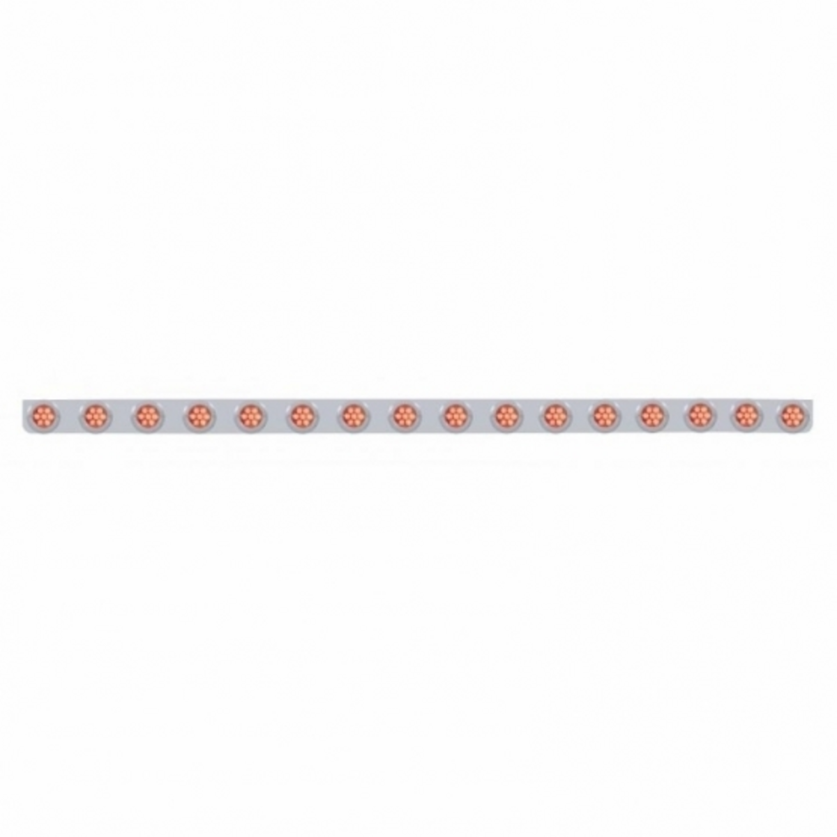 79-1/2" SS Bumper Light Bracket With 16X 7 LED 2" Reflector Lights & Bezels -Red LED & Lens