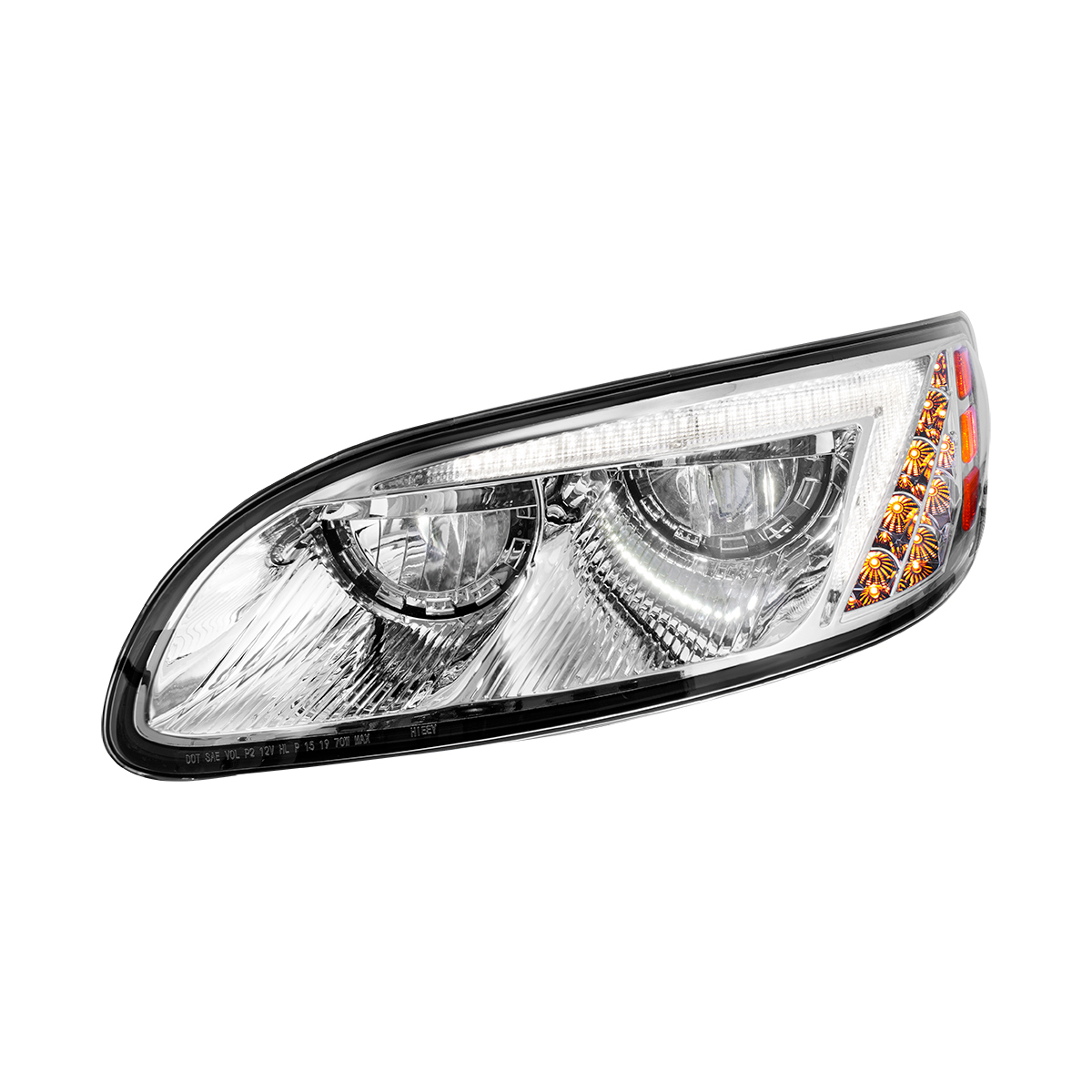 Chrome LED Headlight For Peterbilt 386 (2005-2015) & 387 (1999-2010) - Driver