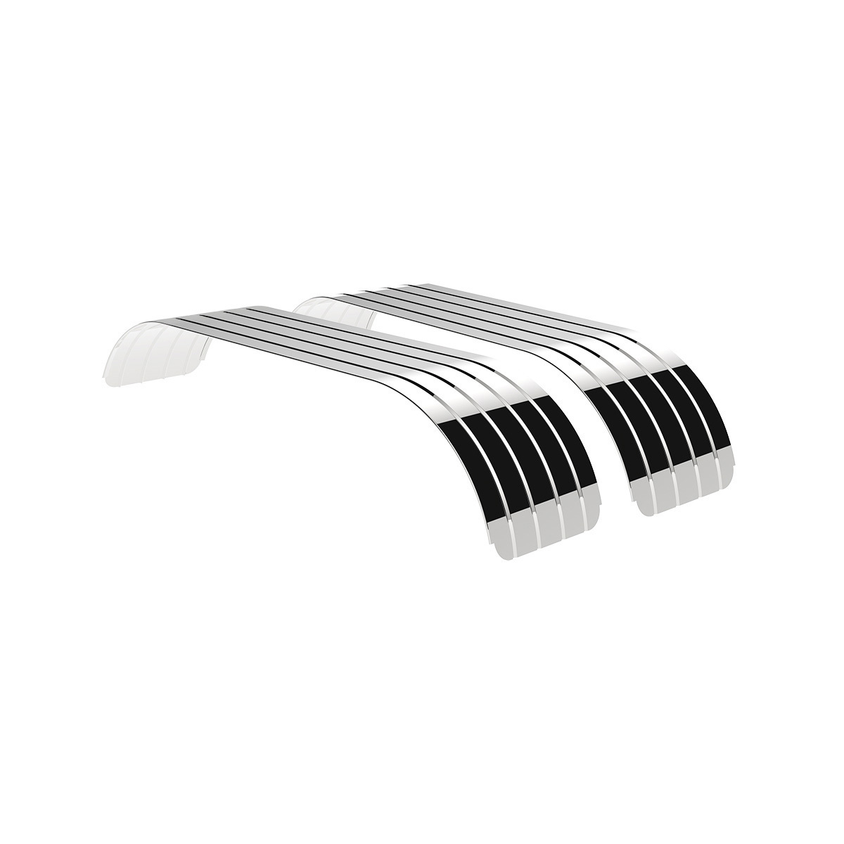 120" 430 Stainless Steel (16ga) Beaded Edge Ribbed Full Fender 60" Spread - SR Series (Pair)