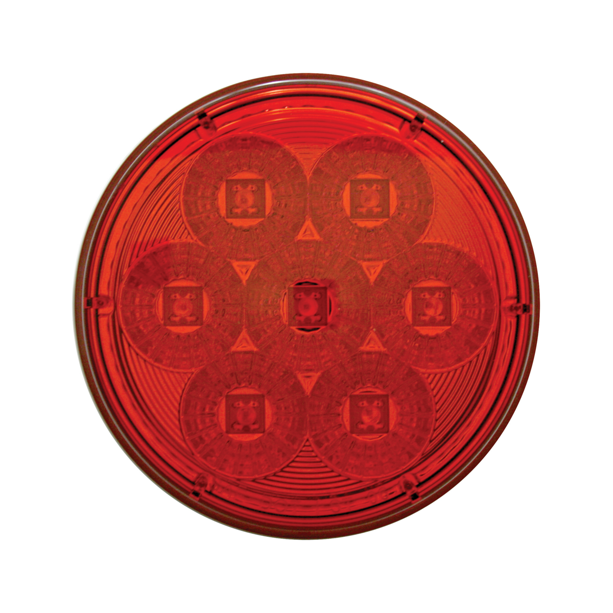 Chrome 1 Piece Rear Light Bar With Six 7 LED 4" Reflector Lights & Bezels - Red LED/Red Lens