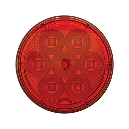 Chrome 1 Piece Rear Light Bar With Six 7 LED 4" Reflector Lights & Bezels - Red LED/Red Lens