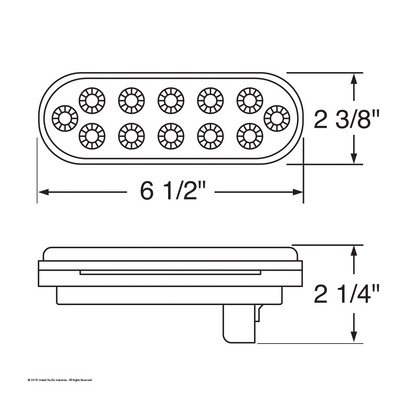 12 LED 6" Oval Reflector Light (Stop, Turn & Tail) - Red LED/Clear Lens