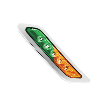 Double Fury 5 LED Door Turn Signal Light For 2012-2021 Peterbilt 579-Amber & Green LED, Driver