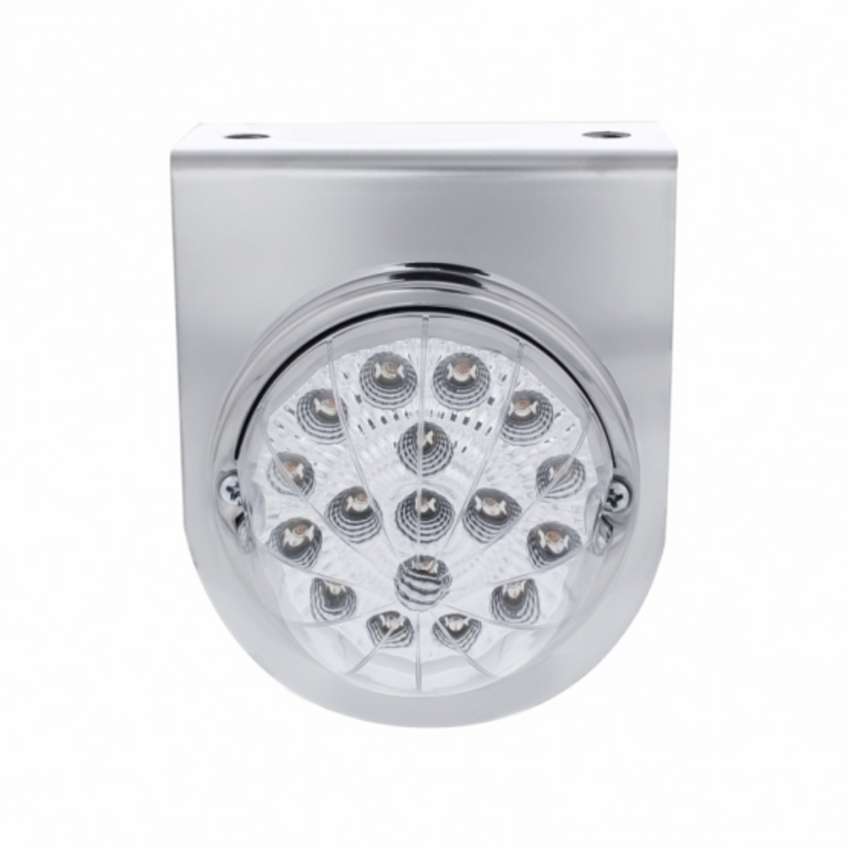 Stainless Light Bracket With 17 LED Dual Function Clear Reflector Light - Clear Lens