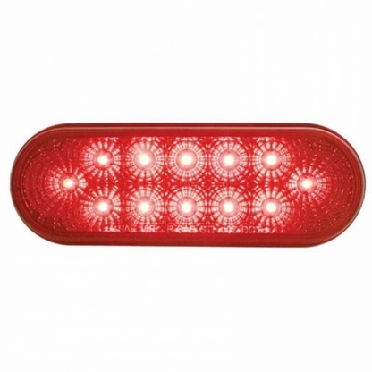 3-3/4" Bolt Pattern SS Spring Loaded Bar With 6 Oval 12 LED Lights & Bezel -Red LED & Lens (Pair)