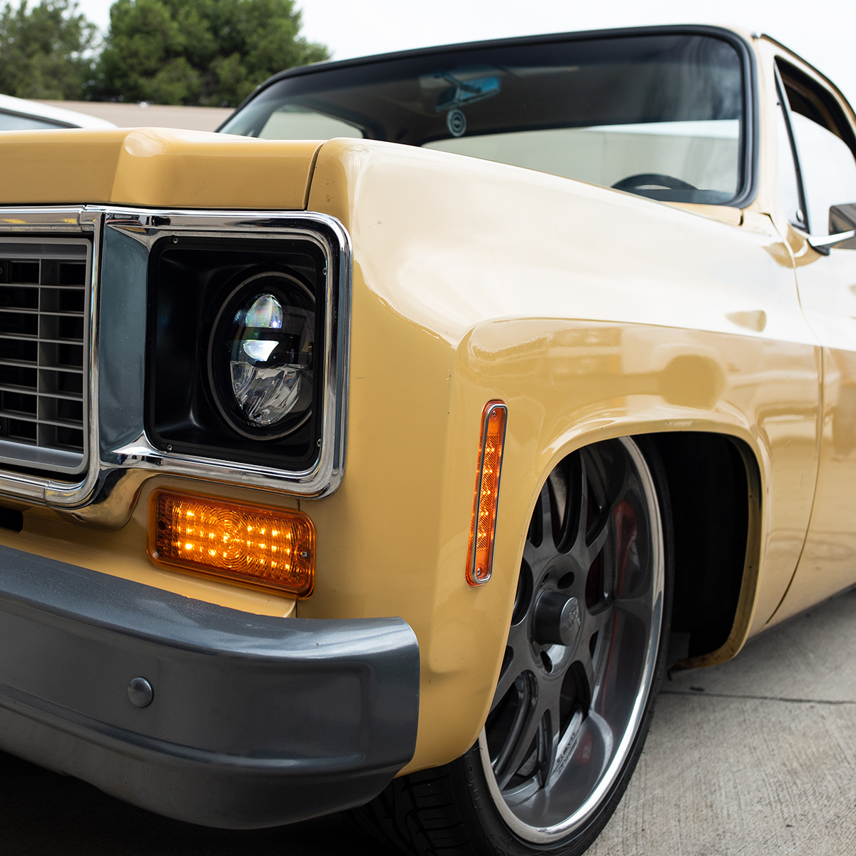 15 Amber LED Side Marker With Stainless Steel Trim For 1973-80 Chevy & GMC Truck, Amber Lens