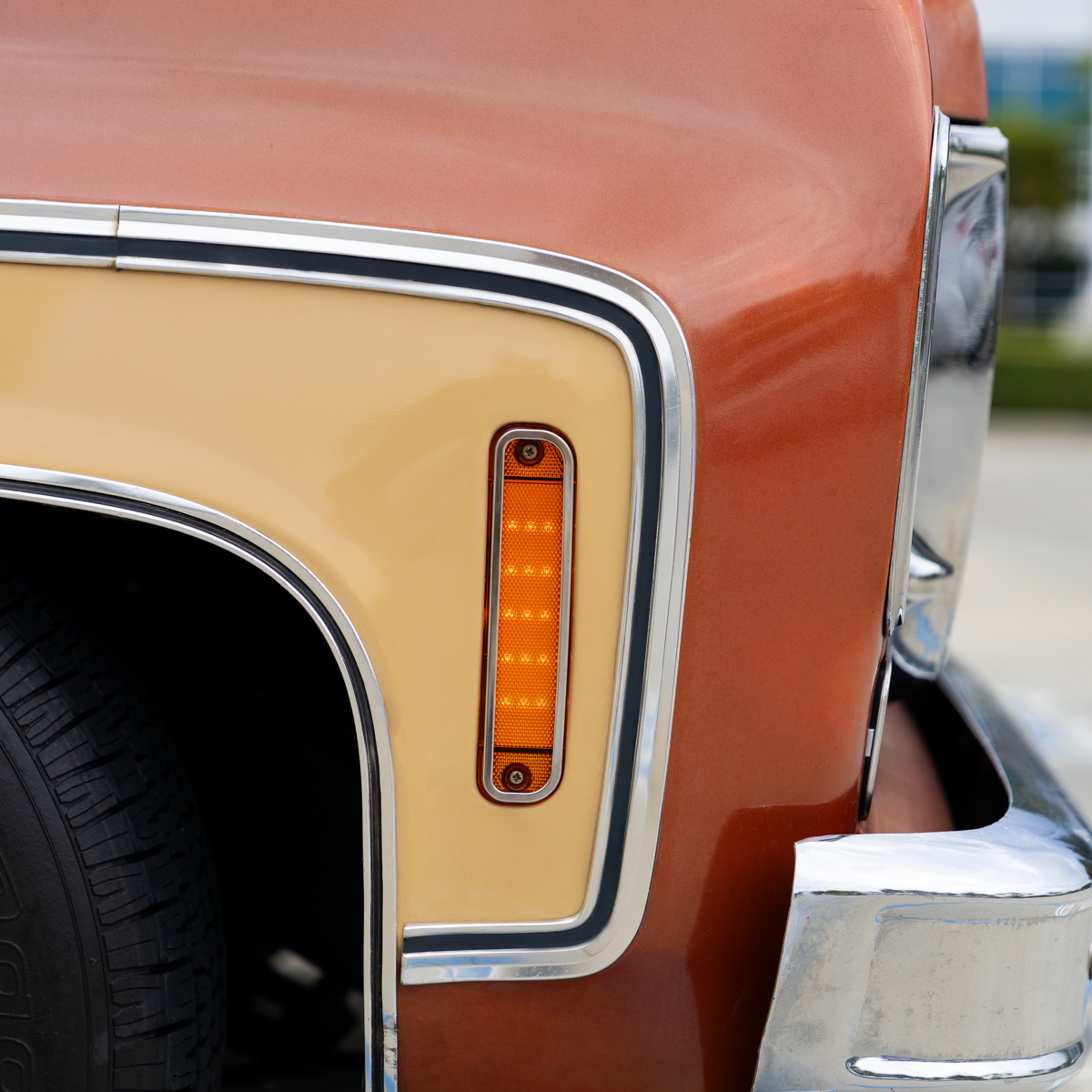 15 Amber LED Side Marker With Stainless Steel Trim For 1973-80 Chevy & GMC Truck, Amber Lens