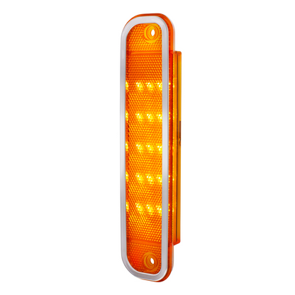 15 Amber LED Side Marker With Stainless Steel Trim For 1973-80 Chevy & GMC Truck, Amber Lens