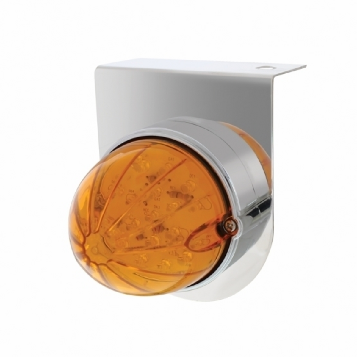 Stainless Light Bracket With 19 LED Bullet Style Grakon 1000 Light - Amber LED/Amber Lens