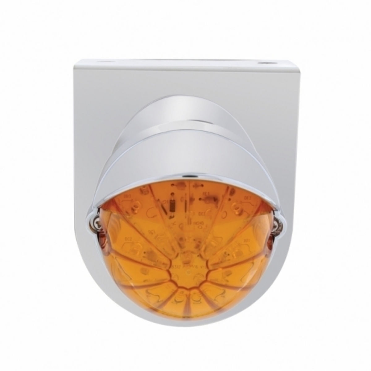 Stainless Light Bracket With 19 LED Bullet Style Grakon 1000 Light & Visor - Amber LED/Amber Lens