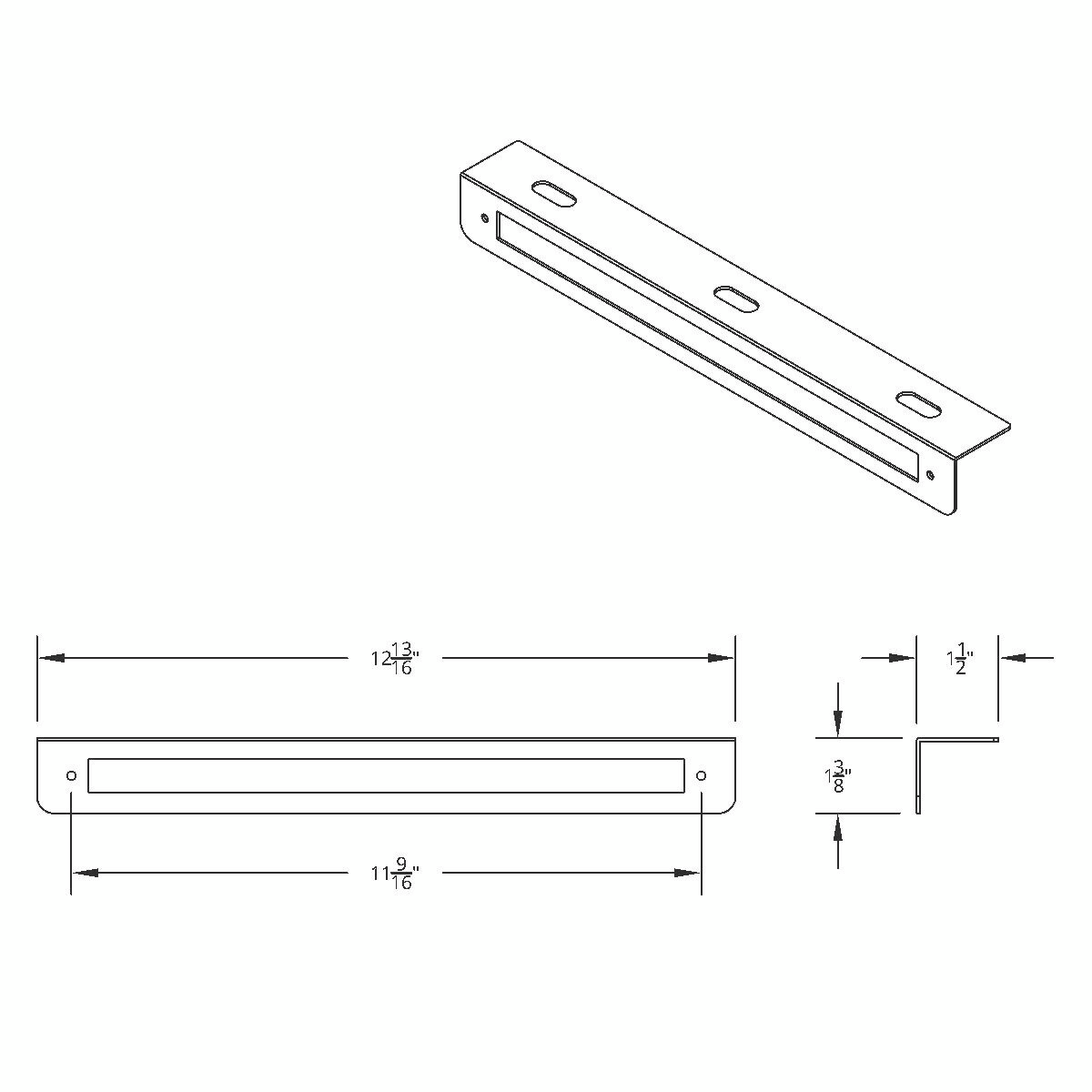 12-3/4" Stainless Light Bracket With 12" Light Bar Cutout (Bulk)