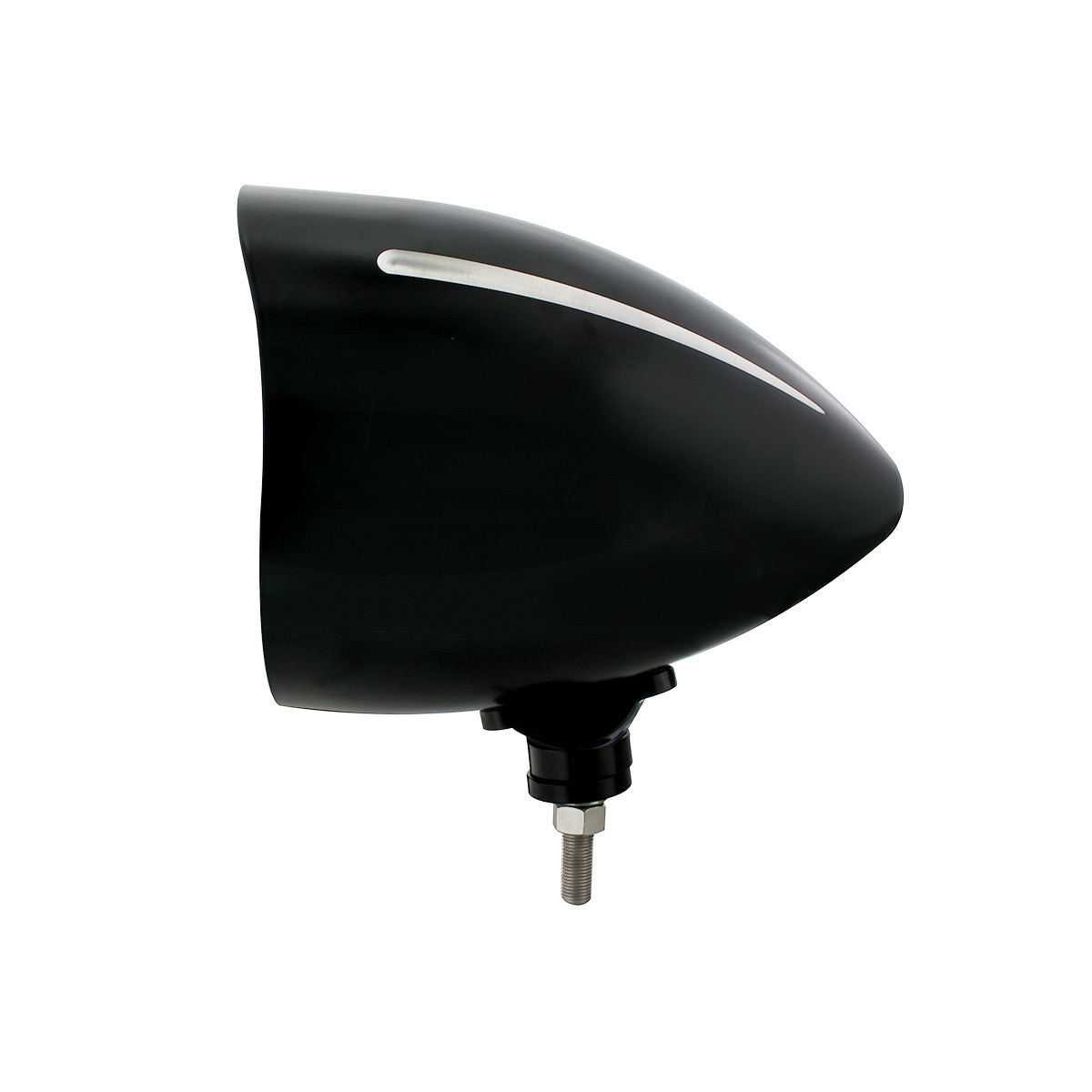 Black "Billet" Style Groove Headlight With Visor Crystal H4 Bulb