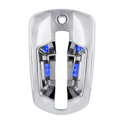6 LED Chrome Door Handle Cover For 2018-2026 Freightliner Cascadia - Passenger, Blue LED