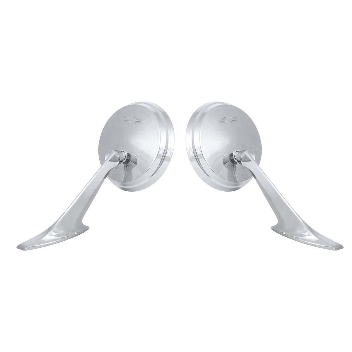 Exterior Mirror Bundle With Bow Tie Logo for 1965-1966 Chevy Passenger Car (Pair)