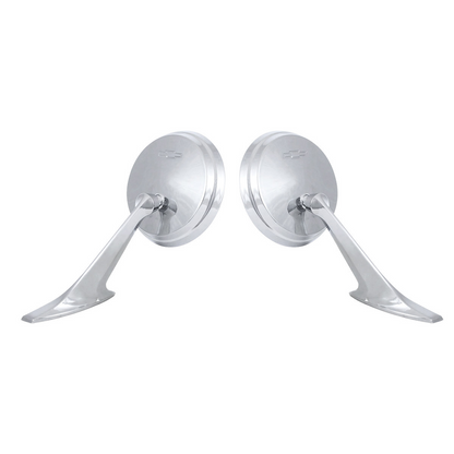 Exterior Mirror Bundle With Bow Tie Logo for 1965-1966 Chevy Passenger Car (Pair)