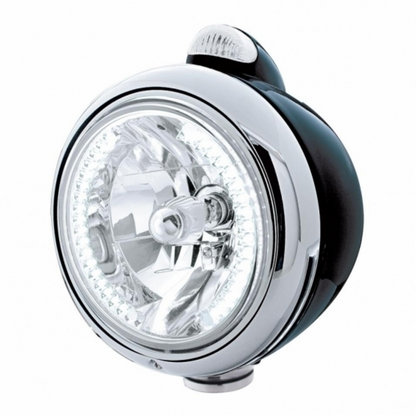 Black Guide 682-C Headlight H4 With White LED & LED Signal - Clear Lens