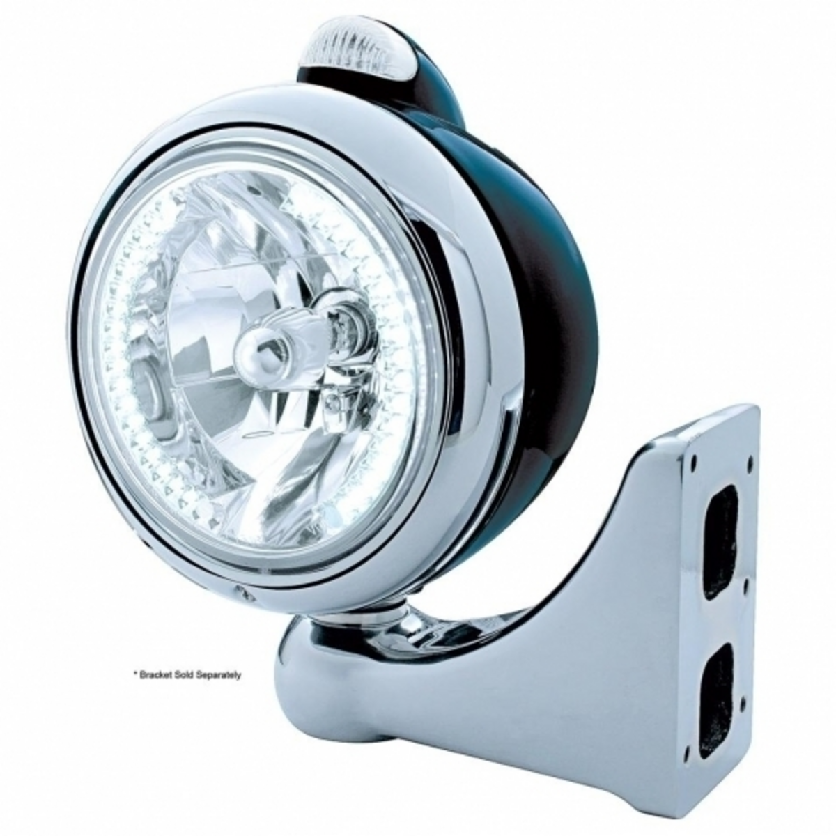 Black Guide 682-C Headlight H4 With White LED & LED Signal - Clear Lens