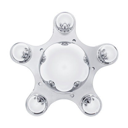 Chrome 5 on 5-1/2" Vintage Spider Wheel Hub Cover Set