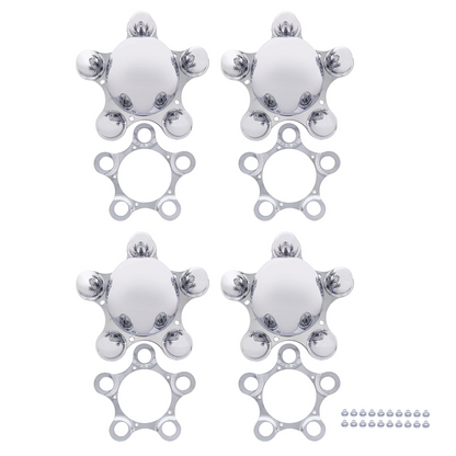 Chrome 5 on 5-1/2" Vintage Spider Wheel Hub Cover Set