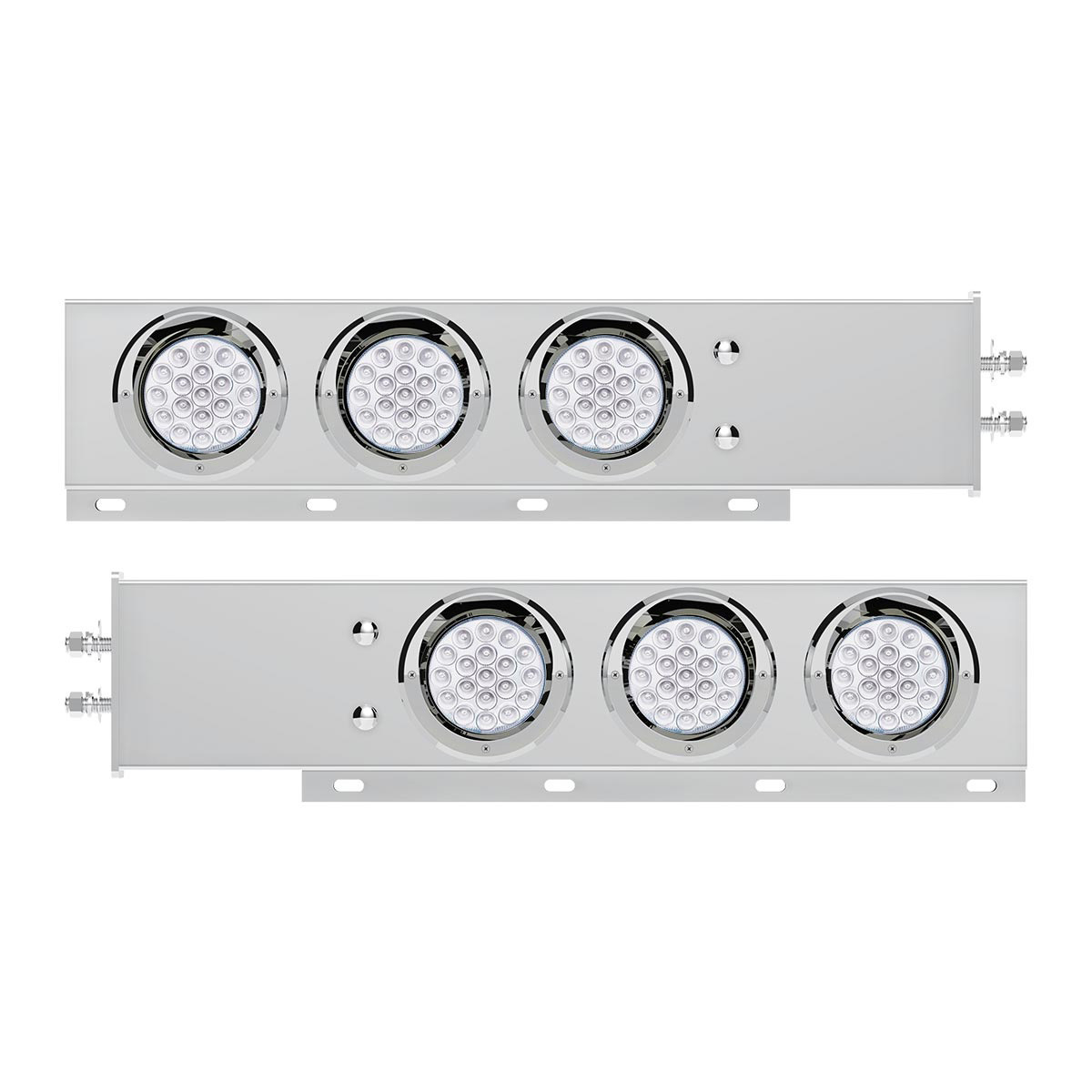 2" Bolt Pattern SS Spring Loaded Light Bar With 6X Double Fury 19 LED Lights & Visors-Red & Green LED (Pair)