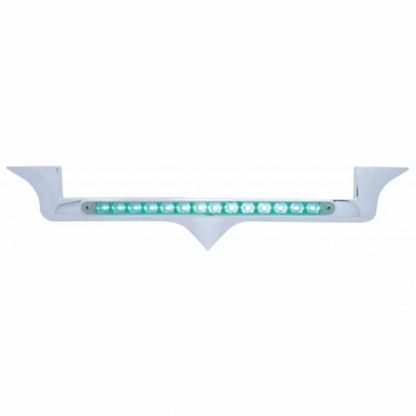 Chrome Hood Emblem Trim With 14 LED Light Bar For Kenworth - Green LED/Clear Lens