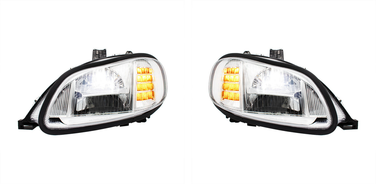 Bundle (2pcs): Chrome High Power Full LED Headlight For 2003-2024 Freightliner M2-Driver; Chrome High Power Full LED Headlight For 2003-2024 Freightliner M2-Passenger