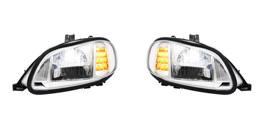 Bundle (2pcs): Chrome High Power Full LED Headlight For 2003-2024 Freightliner M2-Driver; Chrome High Power Full LED Headlight For 2003-2024 Freightliner M2-Passenger