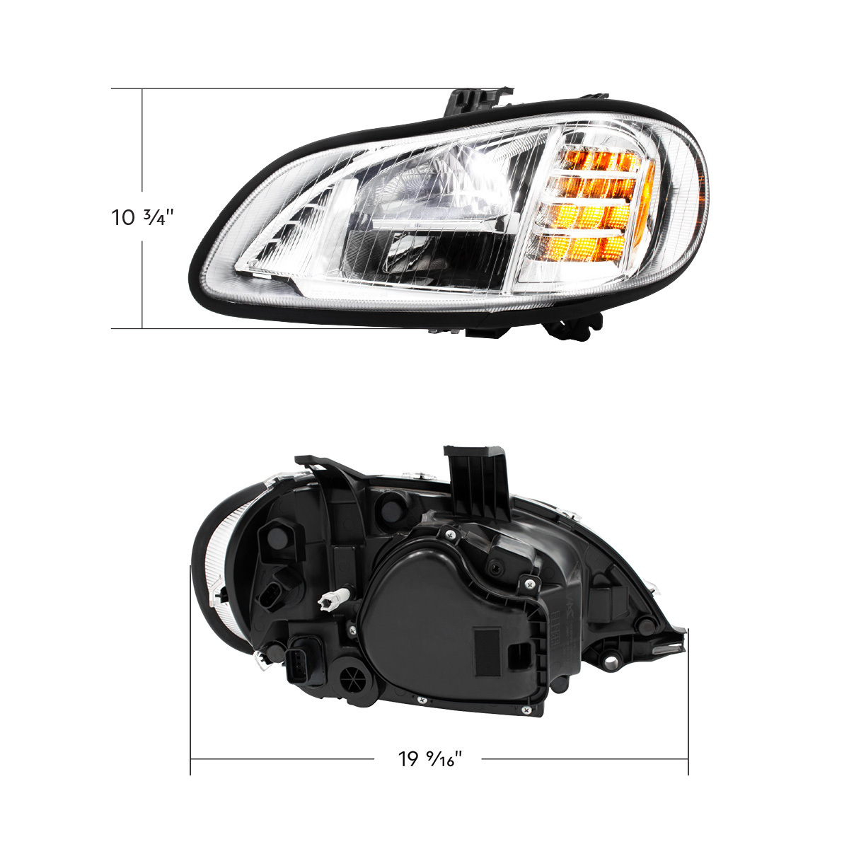 Bundle (2pcs): Chrome High Power Full LED Headlight For 2003-2024 Freightliner M2-Driver; Chrome High Power Full LED Headlight For 2003-2024 Freightliner M2-Passenger