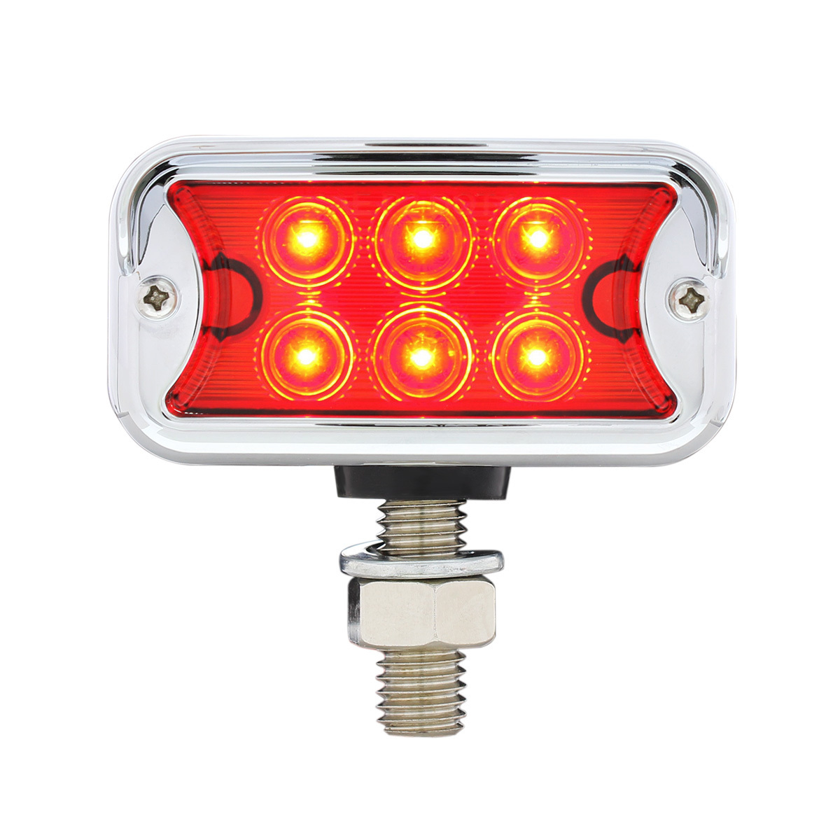 12 LED Dual Function Double Face Light W/Visor - T-Mount - Amber & Red LED/Amber & Red Lens