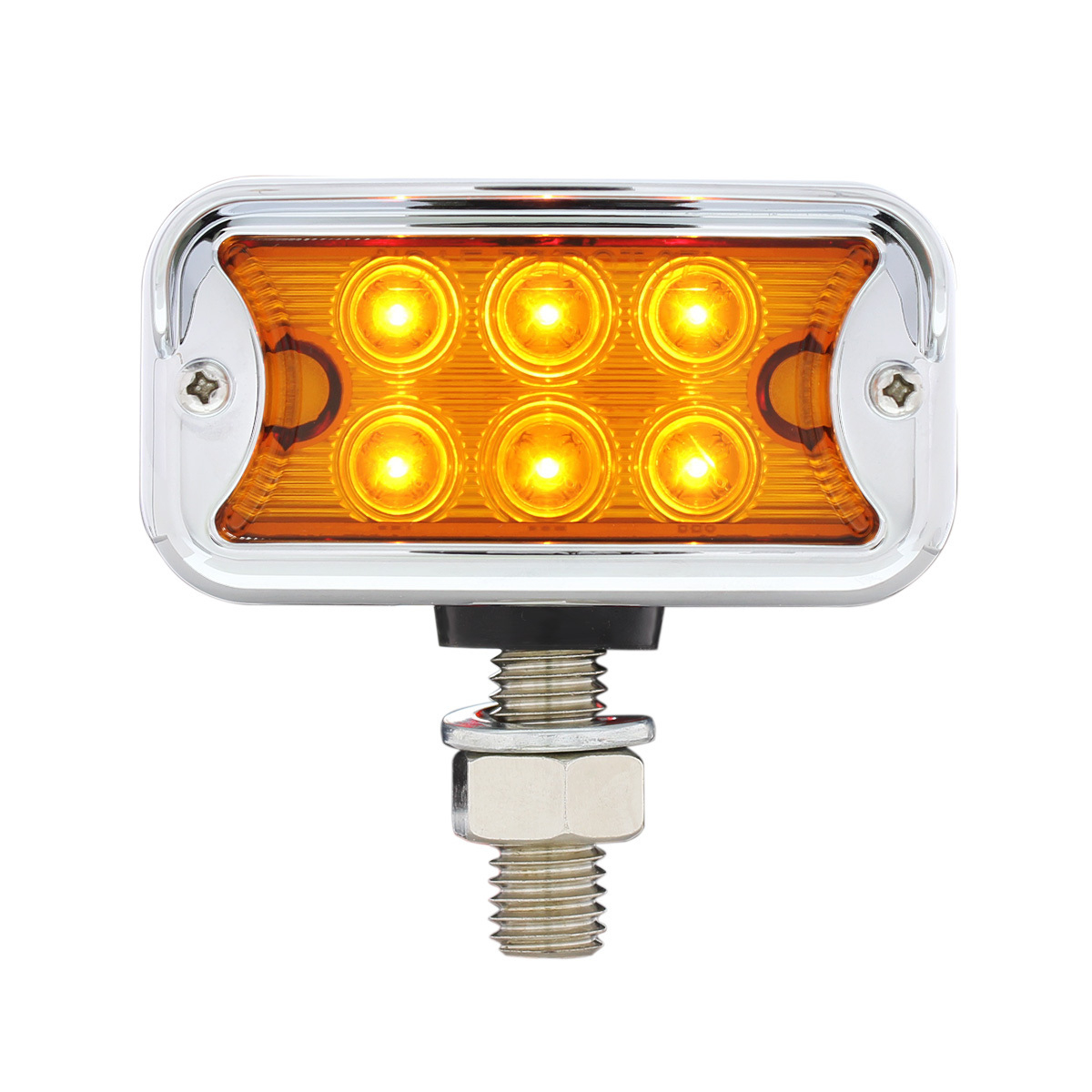12 LED Dual Function Double Face Light W/Visor - T-Mount - Amber & Red LED/Amber & Red Lens