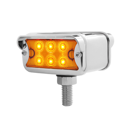 12 LED Dual Function Double Face Light W/Visor - T-Mount - Amber & Red LED/Amber & Red Lens