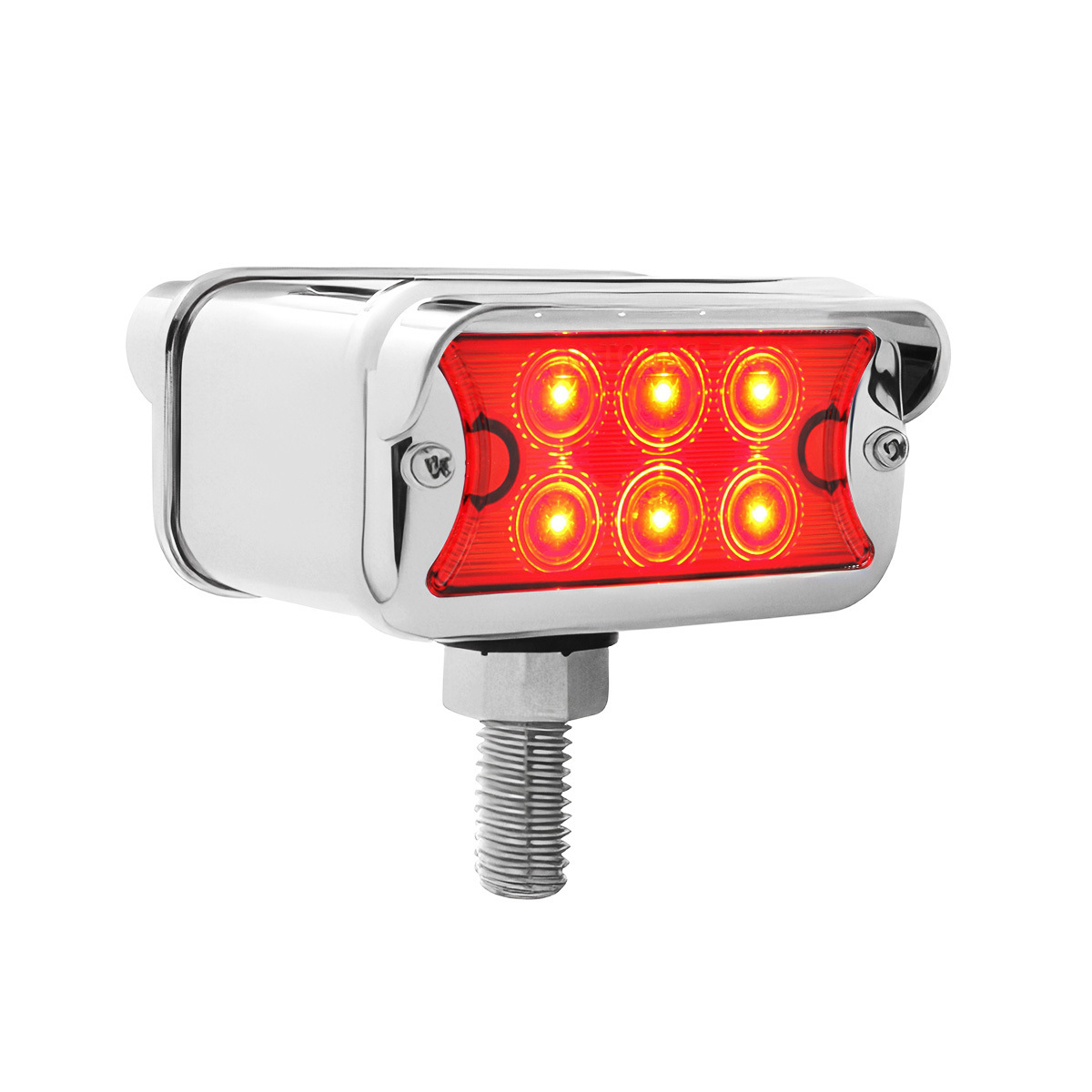 12 LED Dual Function Double Face Light W/Visor - T-Mount - Amber & Red LED/Amber & Red Lens