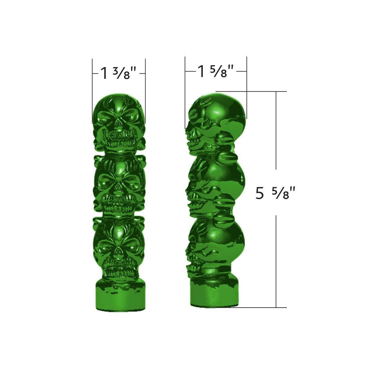 1/2"-13 Thread-On 3 Skull Candy Color Shift Knob-Emerald Green