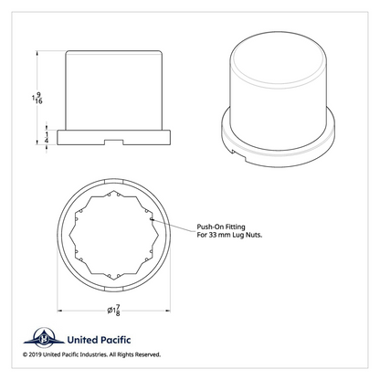 33mm X 1-5/8" Chrome Plastic Flat Top Nut Cover - Push-On (Bulk)