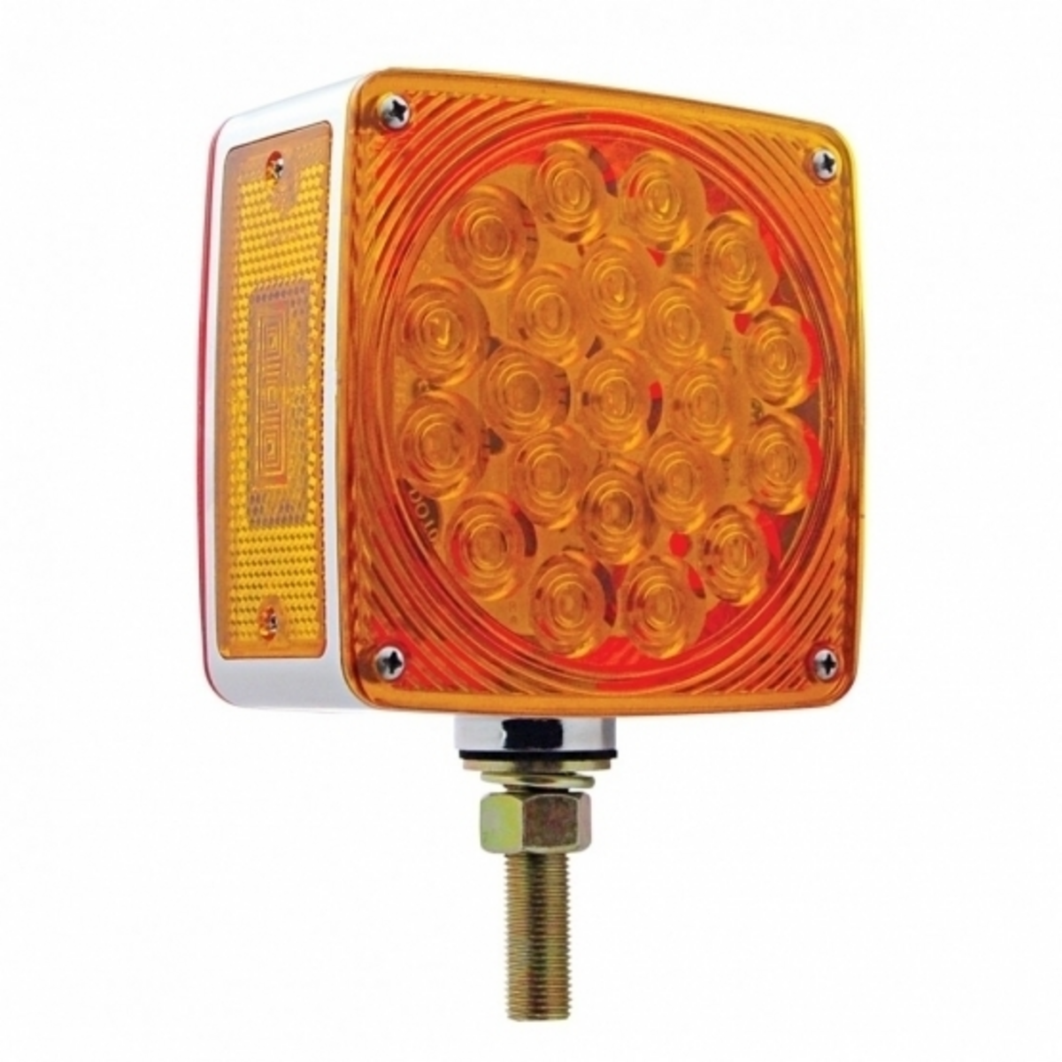 45 LED Single Stud Double Face Turn Signal Light (Passenger) - Amber & Red LED/Amber & Red Lens