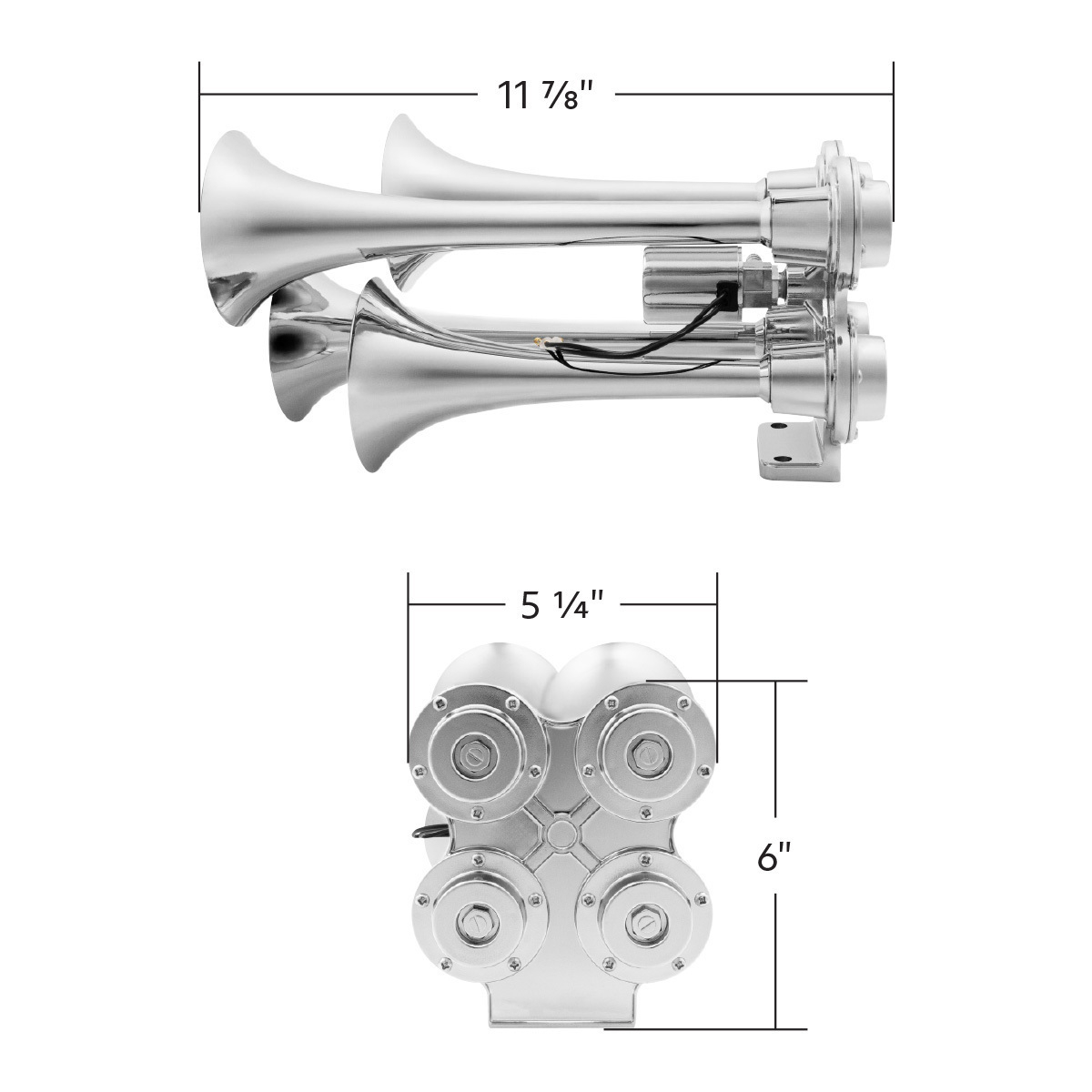 4 Trumpet Mini Train Horn-Chrome