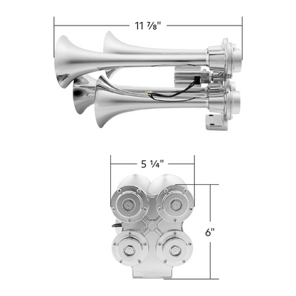 4 Trumpet Mini Train Horn-Chrome