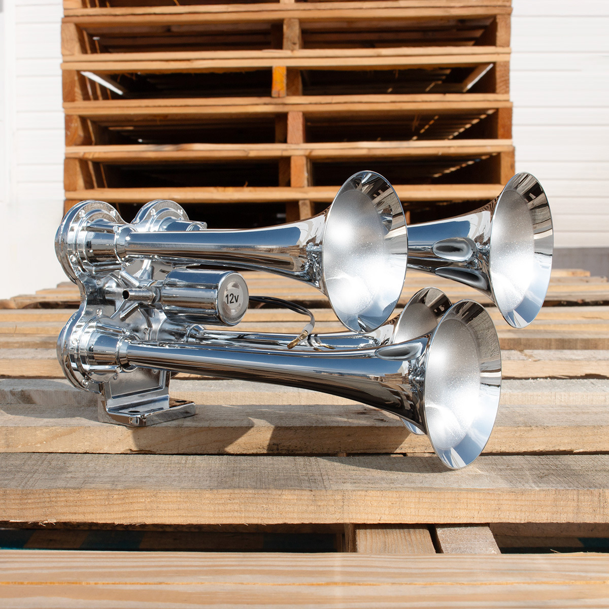 4 Trumpet Mini Train Horn-Chrome
