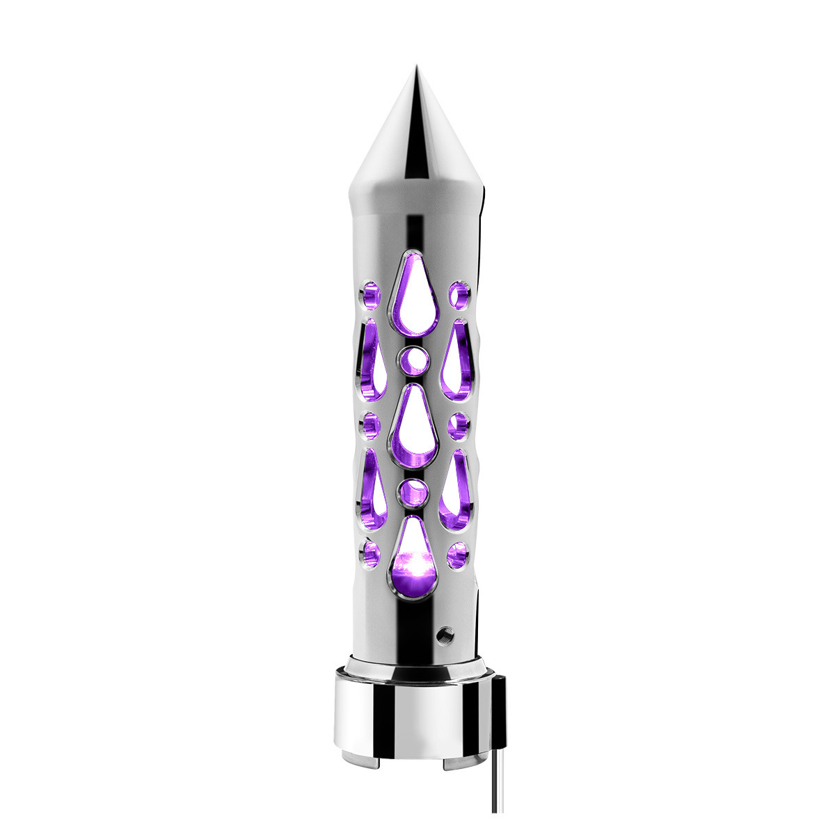 Brooklyn Spike Gearshift Knob With LED 9/10 Speed Adapter - Chrome/Purple LED