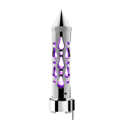 Brooklyn Spike Gearshift Knob With LED 9/10 Speed Adapter - Chrome/Purple LED
