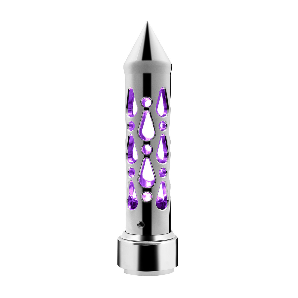 Brooklyn Spike Gearshift Knob With LED 9/10 Speed Adapter - Chrome/Purple LED
