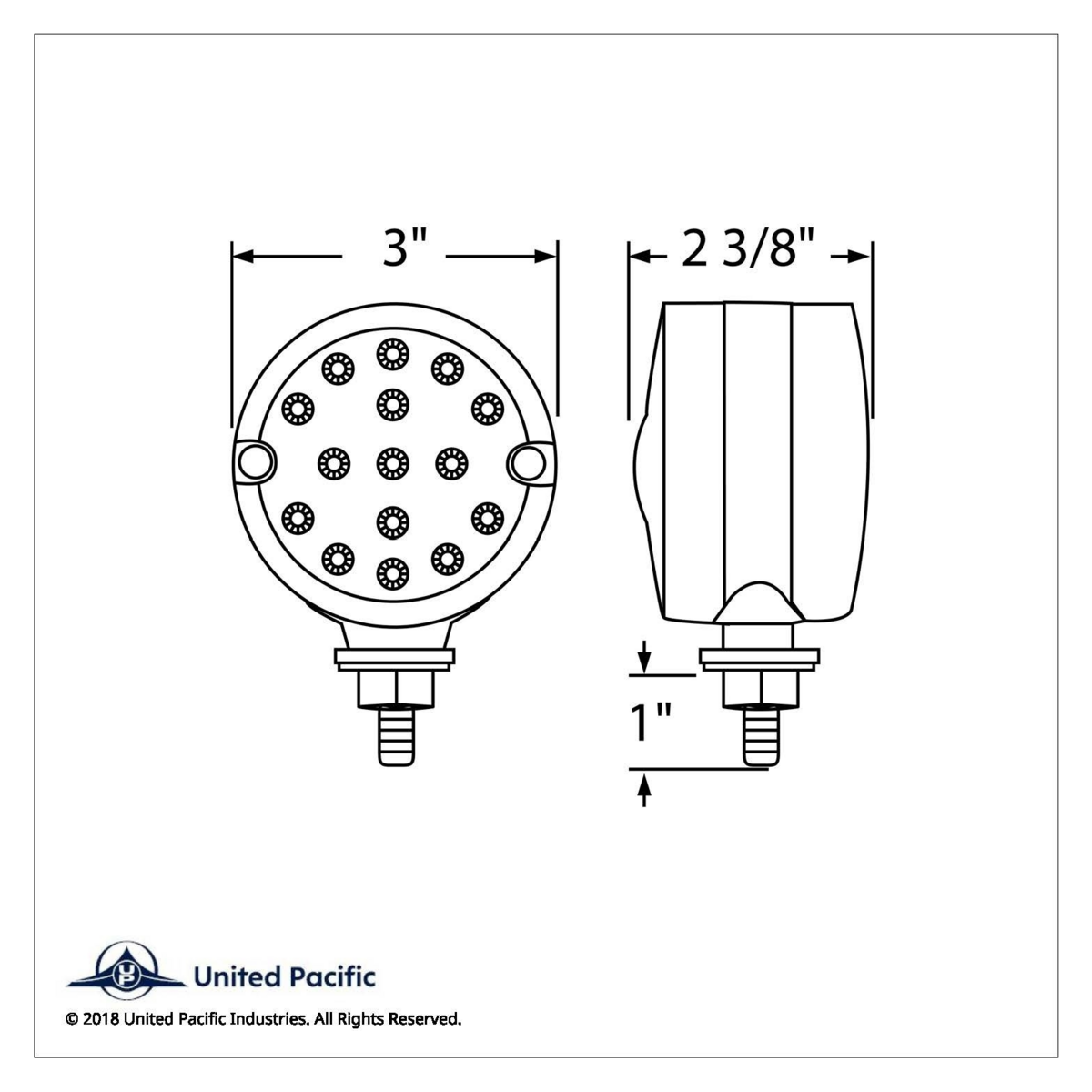15 LED 3" Dual Function Reflector Single Face Light - Amber LED/Clear Lens