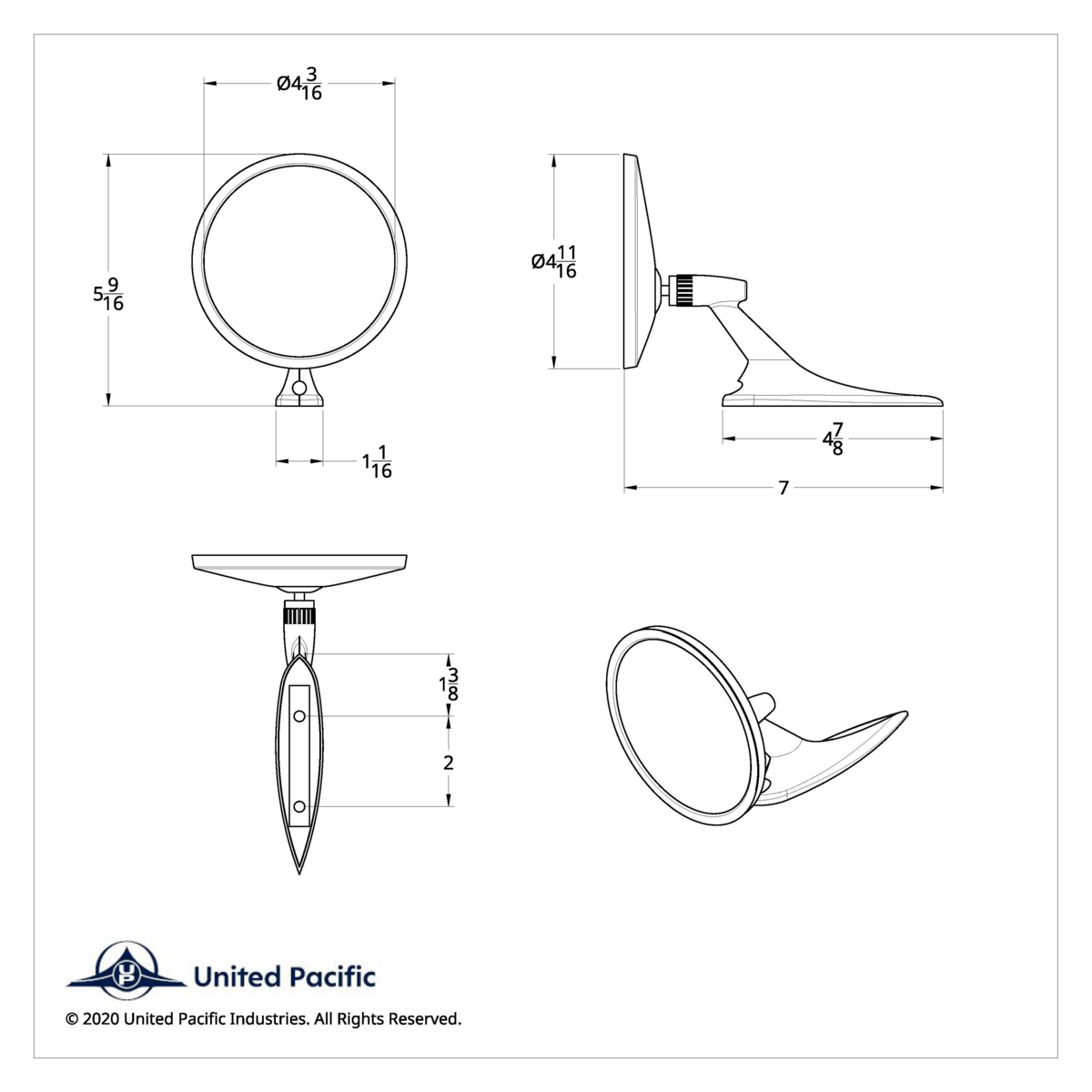 Exterior Mirror With Bow Tie Logo For 1963-64 Chevy Impala