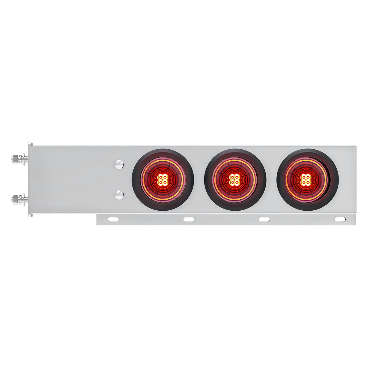 3-3/4" Bolt Pattern SS Spring Loaded Bar With 6X 4" 13 LED Abyss Lights - Red LED/Red Lens (Pair)