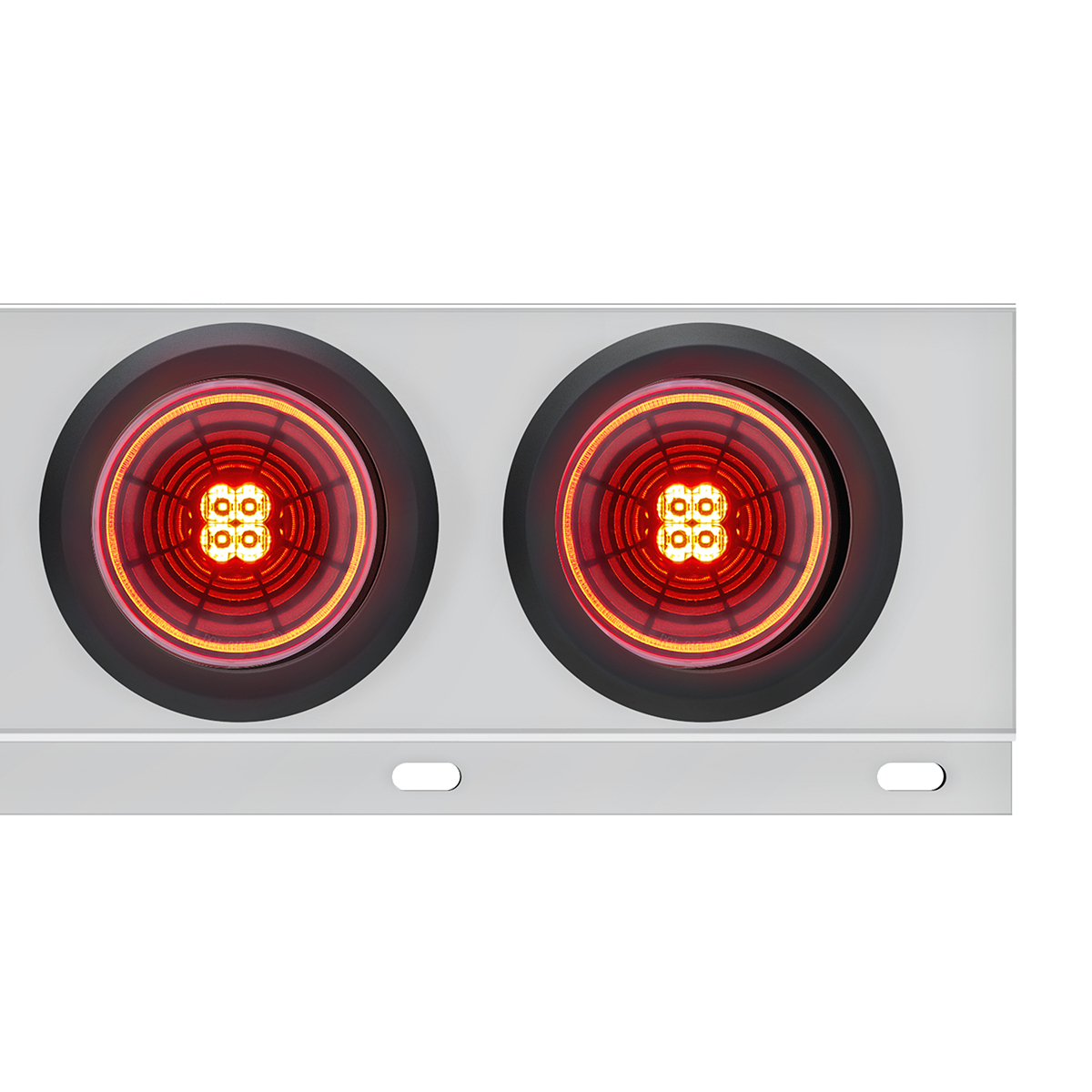 3-3/4" Bolt Pattern SS Spring Loaded Bar With 6X 4" 13 LED Abyss Lights - Red LED/Red Lens (Pair)