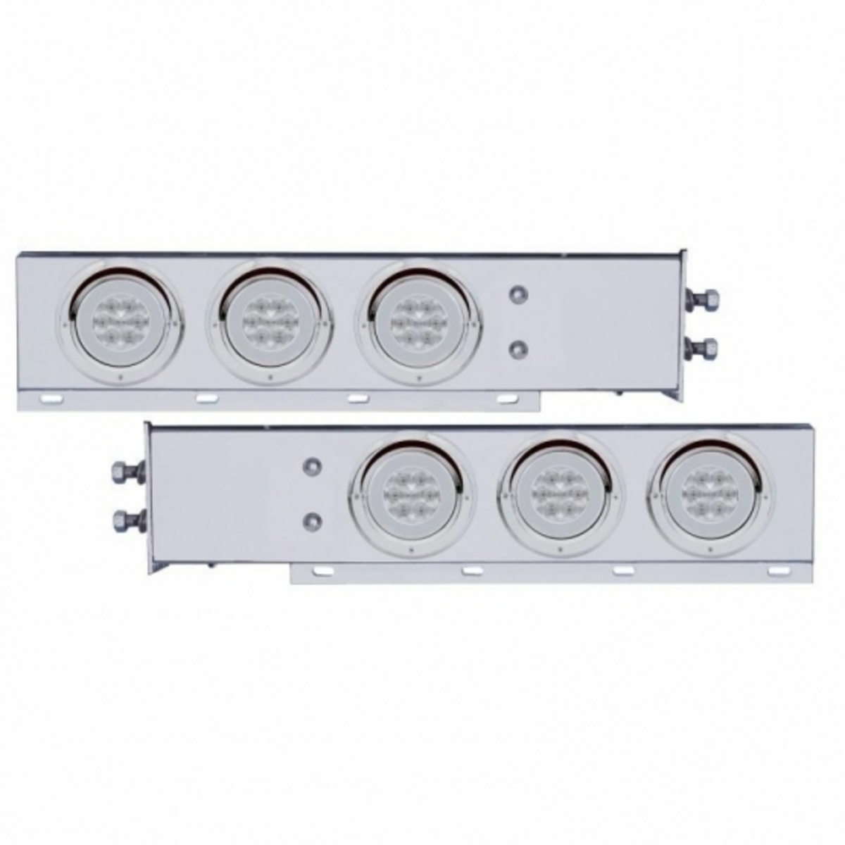 2" Bolt Pattern SS Spring Loaded Bar With 6X 21 LED 4" GloLight & Visors -Red LED/Clear Lens (Pair)