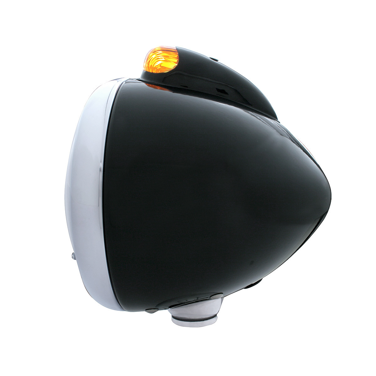 Black Guide 682-C Headlight H4 With Amber LED & Dual Mode LED Signal - Amber Lens