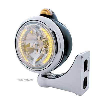 Black Guide 682-C Headlight H4 With Amber LED & Dual Mode LED Signal - Amber Lens