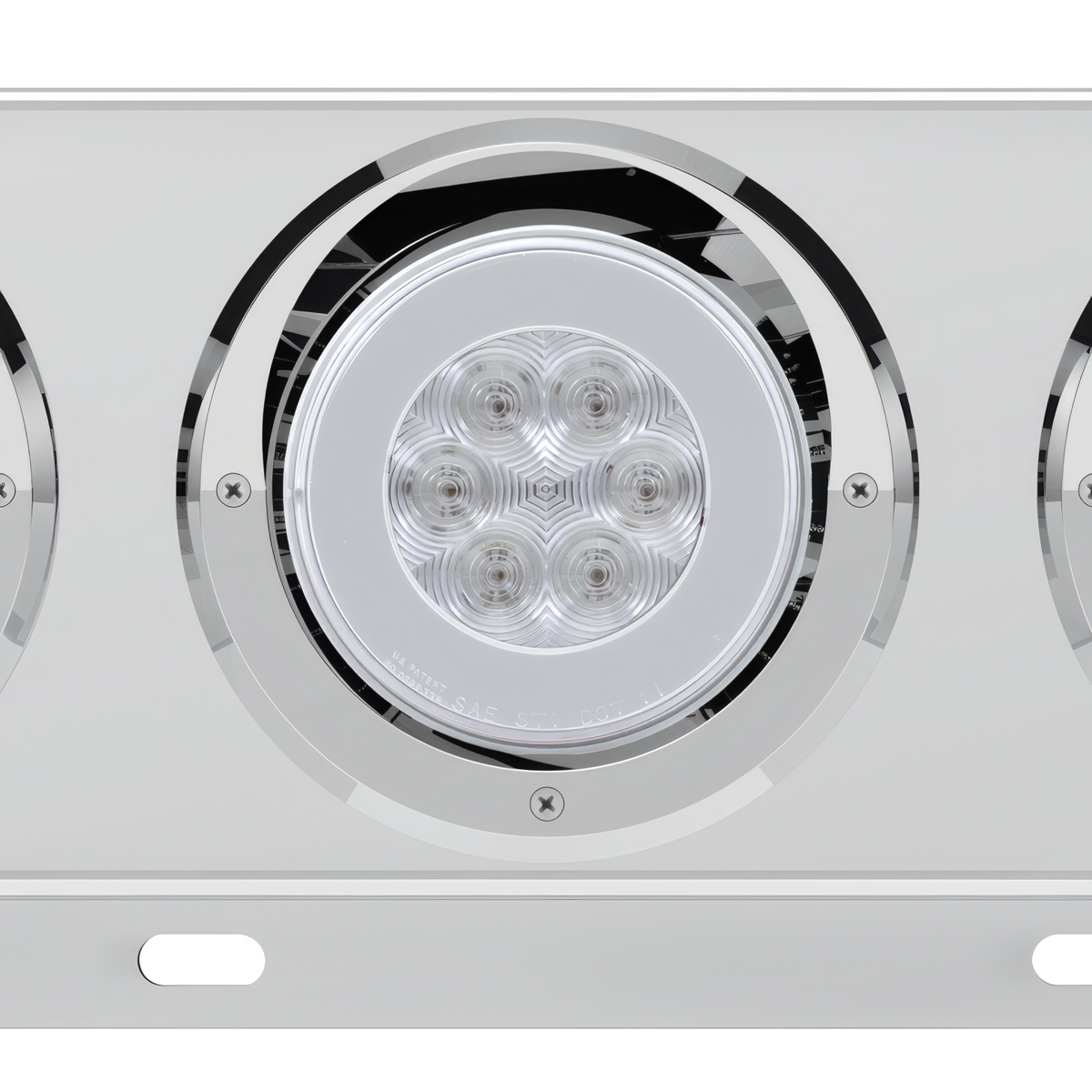 3-3/4" Bolt Pattern Deluxe SS Spring Loaded Bar W/6X 21 Red LED 4" GloLight & Visors -Clear Lens (Pair)