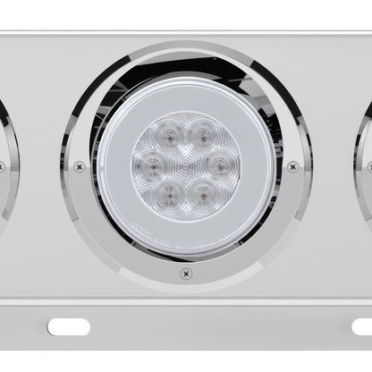 3-3/4" Bolt Pattern Deluxe SS Spring Loaded Bar W/6X 21 Red LED 4" GloLight & Visors -Clear Lens (Pair)